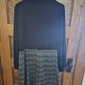 Tommy Hilfiger Black and Gray Long Sleeve Dress